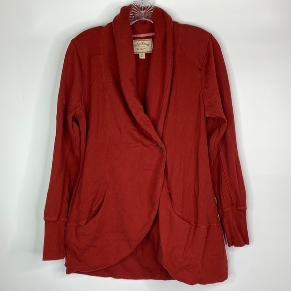 Lucky Brand Red Terry Cotton Sweater Size Medium - Picture 1 of 10